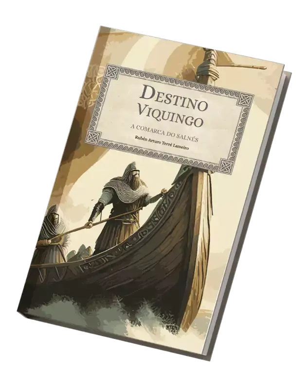 Imagen del mockup del libro de Destino Viquingo: A comarca do Salnés